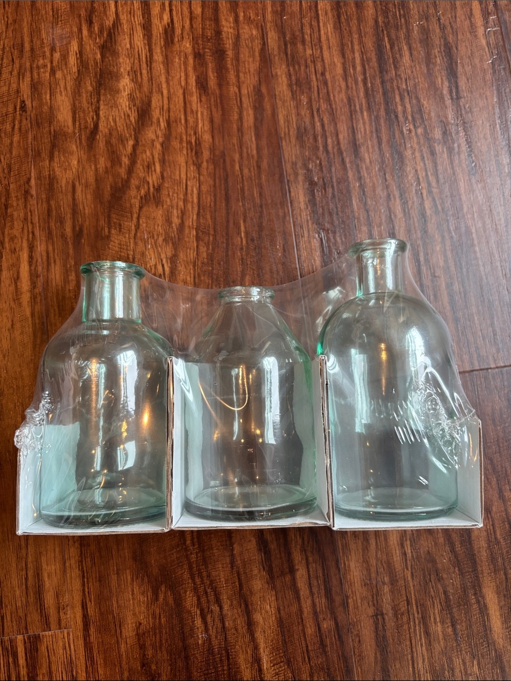 Clear Glass Mini Bottle Vase Set - 3-Pack